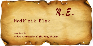 Mrázik Elek névjegykártya